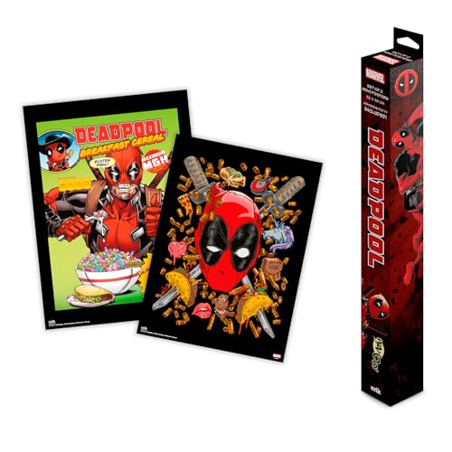 Grupo Erik Poster Marvel Deadpool - Set of 2 Mini Posters 15 x 20.5 inches / 38 x 52 cm - Art Poster Shipped Rolled Up In A Protective Box - Deadpool Gifts, Marvel Gifts