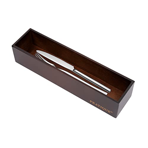 PRATIQUE Bamboo Drawer Organizer - Kitchen Utensil Organizer Silverware Tray Cutlery Holder???Office Desk Supplies and Accessories,12 * 3 * 2.6inch,Nut-brown