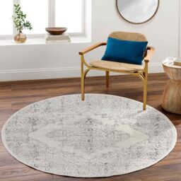 Livabliss Ceren Roma Vintage Round, Living Room – 160 cm, White & Grey