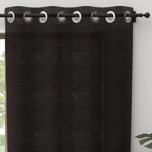 Soleil d'ochre Pure Cotton Eyelet Curtain 135 x 300 cm Panama Black