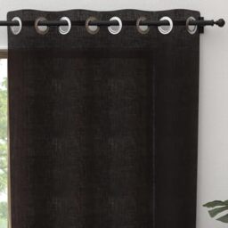 Soleil d'ochre Pure Cotton Eyelet Curtain 135 x 300 cm Panama Black