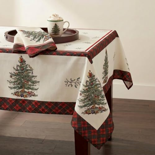 "Avanti Linens Spode - Fabric Tablecloth, Holiday Home Decor Christmas Tree Tartan, 60"" x 120"""
