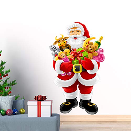 Christmas Stickers - Santa Claus Brings Presents Sticker Wall Decoration Christmas Party - 70 x 40 cm
