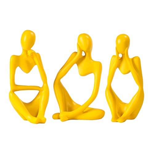 BMLCGJ Thinker Statue Gold Decor Abstract Art Sculpture, Golden Resin Collectible Figurines for Home Living Room Office Shelf Decoration,Great Gifts Ideas (Yellow)