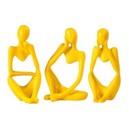 BMLCGJ Thinker Statue Gold Decor Abstract Art Sculpture, Golden Resin Collectible Figurines for Home Living Room Office Shelf Decoration,Great Gifts Ideas (Yellow)