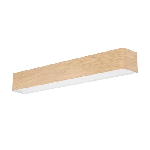 Eglo LED Indoor wall lamp Sania 6, up and Down Light, wall uplighter Made of Metal in Light Wood Look, Bathroom Mirror lamp, Bathroom and Hallway Lighting, Warm White, IP44