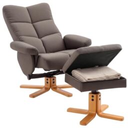 HOMCOM PU Leather Swivel Recliner Chair with Footstool Storage Brown