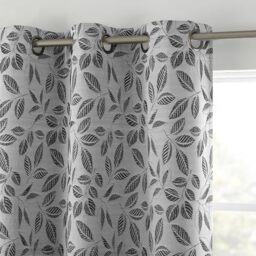 "Sun Zero Satti Embroidered Leaf 100% Blackout Grommet Curtain Panel, 40"" x 84"", Pearl/Gray"