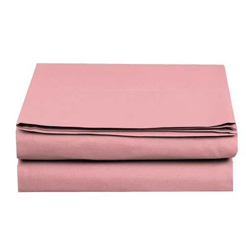 Elegant Comfort Premium Hotel Quality 1-Piece Flat Sheet, Luxury and Softest 1500 Premium Hotel Quality Microfiber Bedding Flat Sheet, Wrinkle-Free, Stain-Resistant, Full, Dusty Rose