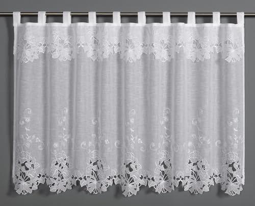 Gardinia Dolly Voile Lace Bistro Curtain, White, 135 x 75 cm
