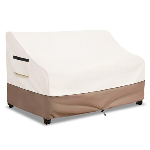 SoloToo Patio Furniture Covers Waterproof 3-Seater Sofa Cover,79 Inshes Outdoor Couch Cover,Patio Loveseat Cover (Beige & Brown)