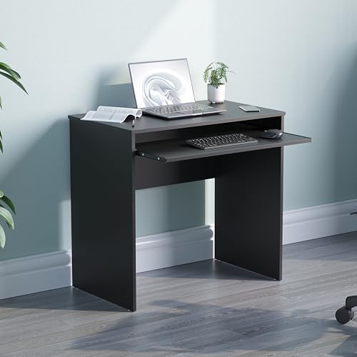 Vida Designs Huby Small Computer Desk, Home Office Compact PC/Laptop Table, Gaming Study Portable, Workstation with Keyboard Tray, Furniture, Black