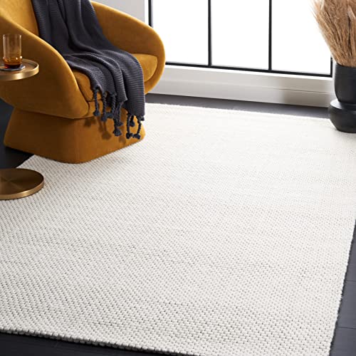 SAFAVIEH Geometric Rug for Living Room, Dining Room, Bedroom - Natura Collection, Short Pile, in Ivory, 122 X 183 cm