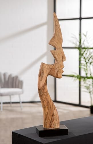 GILDE Mango Wood Silhouette Sculpture Natural Face Design 64cm High 16cm Wide 9cm Deep