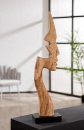 GILDE Mango Wood Silhouette Sculpture Natural Face Design 64cm High 16cm Wide 9cm Deep