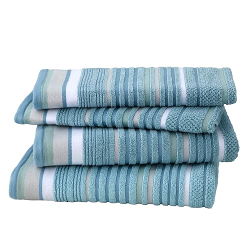 SKL Home Seabrook Stripe 2 Bath, 2 Hand Towel Set, Teal