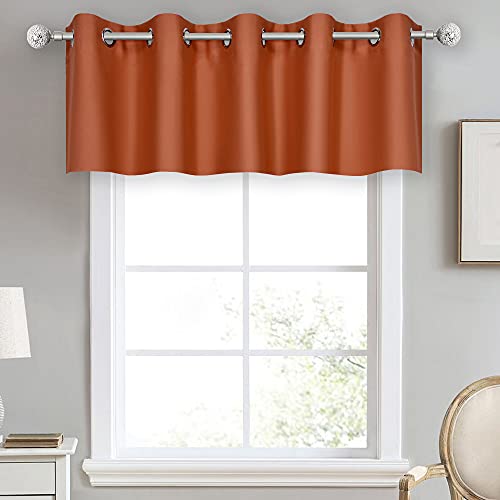 DECOVSUN Rust Valances for Windows 100X18 Inches Blackout Thermal Insulated Valance with Grommet Top for Kitchen Living Room Short Straight Drape Valance for Bedroom Kids Room 1 Panel