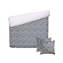 Pure Cotton 3-Piece Double Bedding Set - Duvet Cover 240 x 220 cm and 2 Pillowcases 63 x 63 cm - 100% Cotton Satin, 80 Thread Count - Oeko-TEX Certified - Floral Dawn - Blue