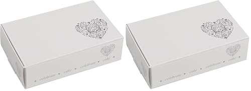 Neviti Vintage Romance Cake Box, Paper, Silver, 10 x 6.2 x 2.5 cm (Pack of 2)