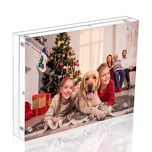 NIUBEE Magnetic Acrylic Photo Frame, Vertical and Horizontal Double-Sided, to Stand, 6 x 8 Inches