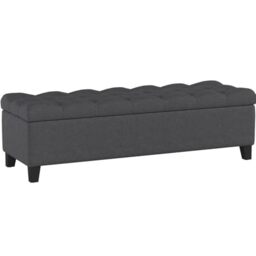 FWStyle Large Dark Grey Fabric Ottoman Storage Button