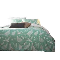 Creative Cloth Moorland Birds Duvet Set, Polycotton, Green, Double