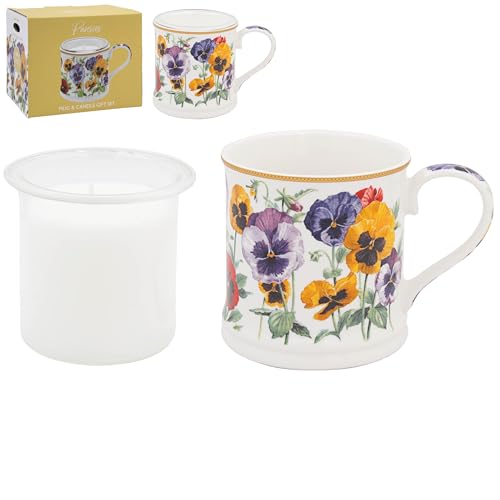 The Leonardo Collection 350ml Pansies Candle Gift Set for Women & Men - Lovely Decorative Accessories for Home Decor - Aromatherapy Large Scented Candles for Any Celebrations