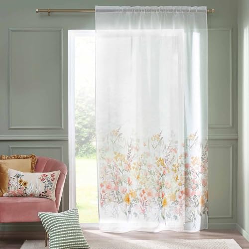 Catherine Lansfield Countryside Floral White Curtain 140 x 229 (Pair)