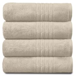 GC GAVENO CAVAILIA 4 PK Extra Large Bath Sheet, Water Absorbent Cotton Towels, 450 GSM Quick Dry Towels Set, Cream