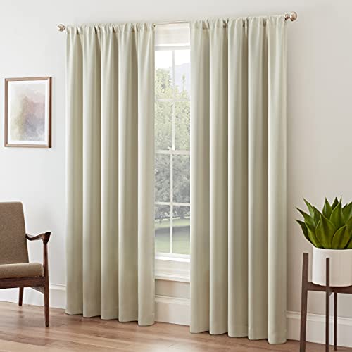 "Eclipse Tricia Modern Room Darkening Thermal Rod Pocket Window Curtain for Bedroom (1 Panel), 52"" x 84"", Stone"