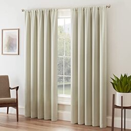 "Eclipse Tricia Modern Room Darkening Thermal Rod Pocket Window Curtain for Bedroom (1 Panel), 52"" x 84"", Stone"
