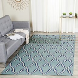 Safavieh Contemporary Indoor Flatweave Rectangle Area Rug, Dhurrie Collection, DHU564, in Light Blue / Ivory, 183 X 274 cm for Living Room, Bedroom or Any Indoor Space