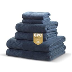 Rapport Home Eden Weave 6-Piece Towel Bale – Luxurious 100% Cotton Set - 500GSM Soft Absorbent Towels, Quick-Dry Comfort & Elegant Bathroom Style - Bale Pacific Blue