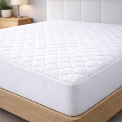 Degrees Home 2Basic Mattress Protector 90 x 190/200 cm Quilted Reversible Washable Elastic Mattress Cover up to 32 cm Height White