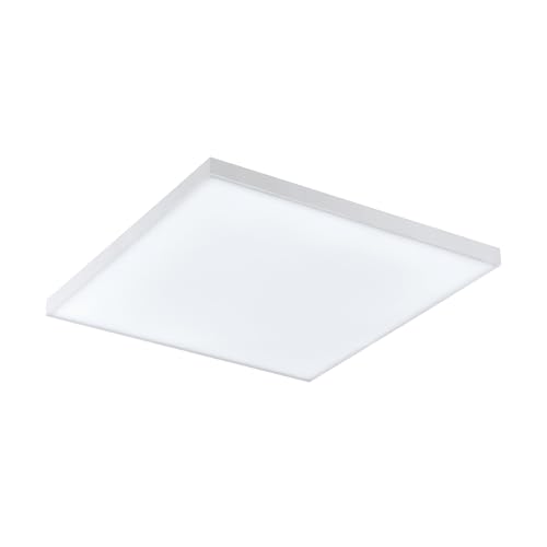 EGLO Turcona LED Ceiling Light, 1-Bulb Ceiling Light, Living Room Lamp, Kitchen Lamp Made of Steel and Plastic, Hallway Lamp Ceiling in White, Satined, L x W 30 cm