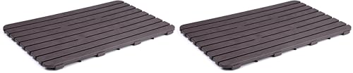 TATAY Rectangular shower floor in resistant plastic, wood effect finish, with anti-UV, anti-slip protection, with rubber studs at the base. (Pack of 2)