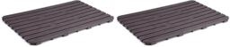 TATAY Rectangular shower floor in resistant plastic, wood effect finish, with anti-UV, anti-slip protection, with rubber studs at the base. (Pack of 2)