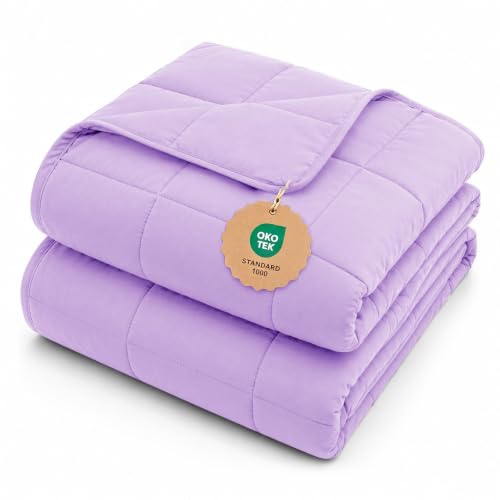 "L'AGRATY Weighted Blanket - 48""x72"" 20lbs Cooling Breathable Heavy Blanket with Glass Beads for Adult All-Season"