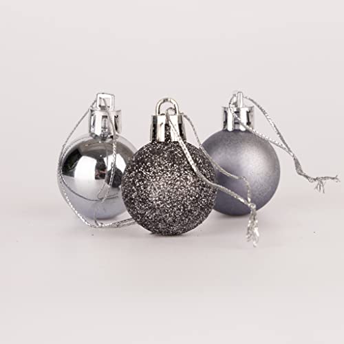 30mm/24Pcs Christmas Baubles Shatterproof Dark Grey, Christmas Tree Decorations Ball Ornaments Balls Xmas Hanging Decorations Holiday Decor - Shiny,Matte,Glitter