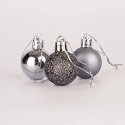 30mm/24Pcs Christmas Baubles Shatterproof Dark Grey, Christmas Tree Decorations Ball Ornaments Balls Xmas Hanging Decorations Holiday Decor - Shiny,Matte,Glitter