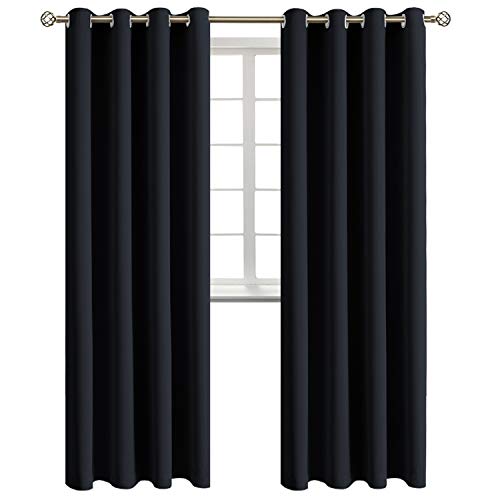BGment Blackout Curtains - Grommet Thermal Insulated Room Darkening Bedroom and Living Room Curtains, Set of 2 Panels (52 x 108 Inch, Black)