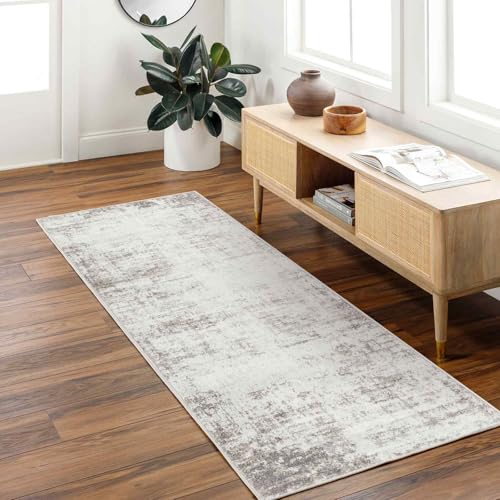 Livabliss Utrecht Abstract Rug, Runner Rugs Living Room 80x220 cm, Hallway, Dining Room Area, Modern Marble Large Rug, Soft Easy Care Medium Pile, Brown, Grey, Off-White