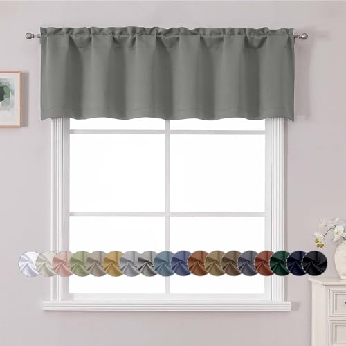 "Chyhomenyc White Valance for Window, Blackout Small Kitchen Curtain for Bedroom/Living Room, Rod Pocket Privacy Short Window Treatment Valance RV Bunk Panels, 60"" Wx14 L"