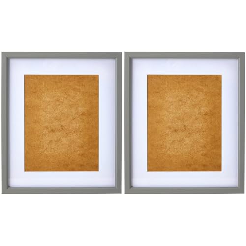 Frame Company Drayton Range 12 x 10-inch Grey Picture Photo Frame with White Mount For Image Size 9 x 7-inch (Pack of 2)
