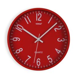 Versa Raven Silent and Decorative Wall Clock, for Kitchen, Living Room or Dining Room - Easy to Read, Measurements (H x L x W) 30 x 4.3 x 30 cm, Polypropylene, Red
