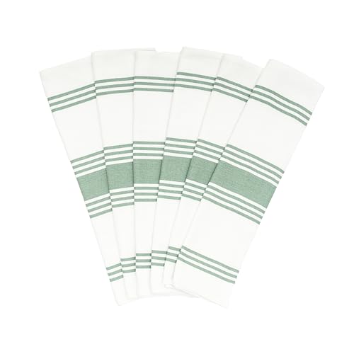 "Sage Green Kitchen Towels - 100% Cotton, 6 Pack, 30""x20"" Large Size Sage Tea Towels with Hanging Loop - Reusable and Washable Green Dish Towels - Lint-Free and Durable Sage Green Hand Towels"