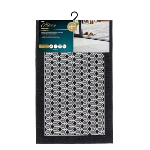 JVL Allure Machine Washable Entrance Doormat, 50x75cm - Black