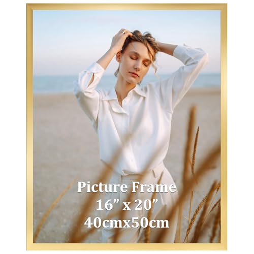 Ditwis 40x50 cm Picture Frame Gold, Large Poster Frame for Horizontal or Vertical Wall Display in Living Room, Office, Gallery
