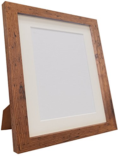 Q7 Picture Photo Frame, Rustic Oak with Ivory Mount, 12 x 12 Image Size 10 x 10 Inch