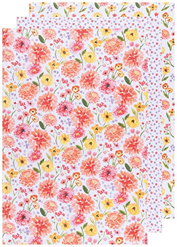 Now Designs Floursack Kitchen Towels Quick Dry Cotton Hand Towel Set, 3 Count, Cottage Floral, 20 x 30 in